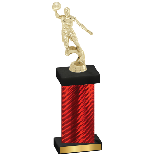 Single Red Carbon Fiber Basketball Trophy