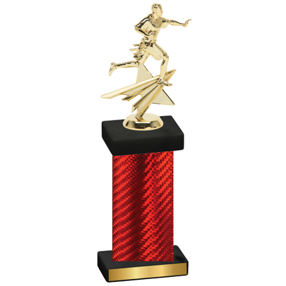 Single Red Carbon Fiber Flag Football Trophy