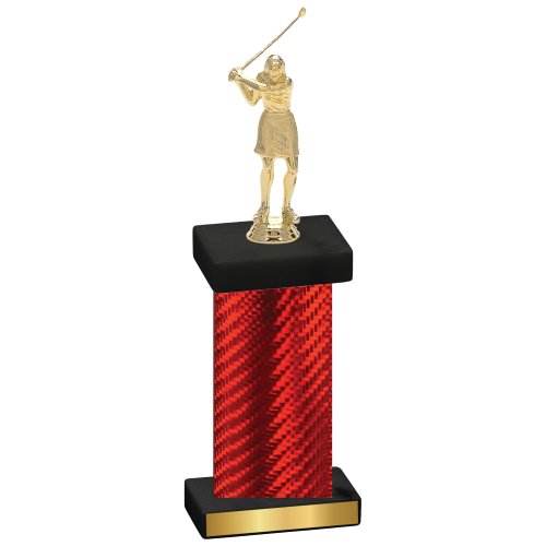 Single Red Carbon Fiber Golf Trophy