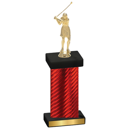 Single Red Carbon Fiber Golf Trophy