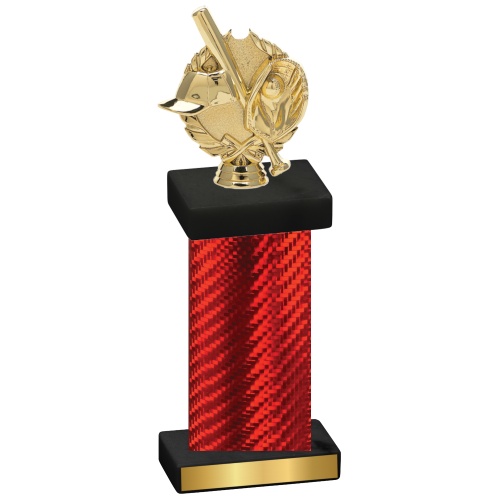 Single Red Carbon Fiber Baseball Trophy