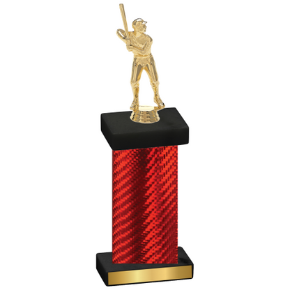 Single Red Carbon Fiber Baseball Trophy