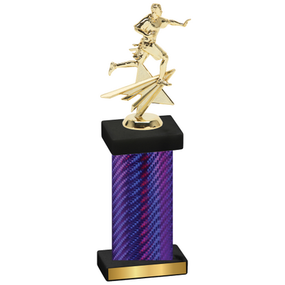 Single Purple Carbon Fiber Flag Football Trophy