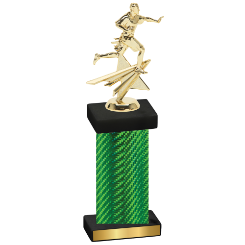 Single Green Carbon Fiber Flag Football Trophy