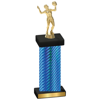 Single Blue Carbon Fiber Volleyball Trophy