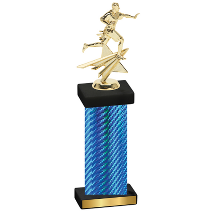 Single Blue Carbon Fiber Flag Football Trophy