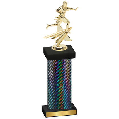 Single Black Carbon Fiber Flag Football Trophy