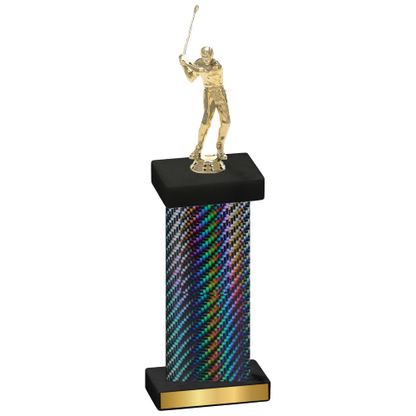 Single Black Carbon Fiber Golf Trophy