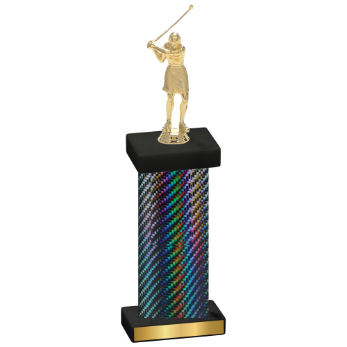 Single Black Carbon Fiber Golf Trophy