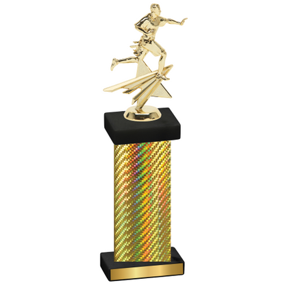 Single Gold Carbon Fiber Flag Football Trophy