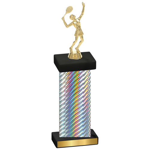 Single Silver Carbon Fiber Tennis Trophy