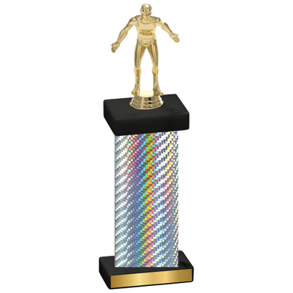 Single Silver Carbon Fiber Wrestling Trophy