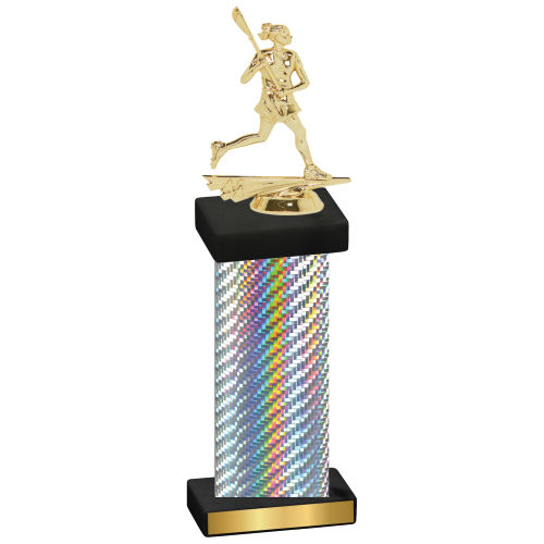 Single Silver Carbon Fiber Lacrosse Trophy