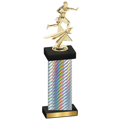 Single Silver Carbon Fiber Flag Football Trophy