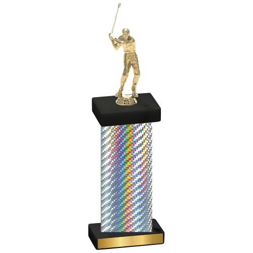 Single Silver Carbon Fiber Golf Trophy