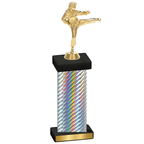 Single Silver Carbon Fiber Karate Trophy