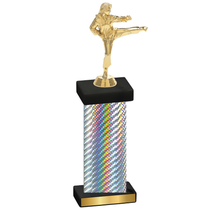 Single Silver Carbon Fiber Karate Trophy