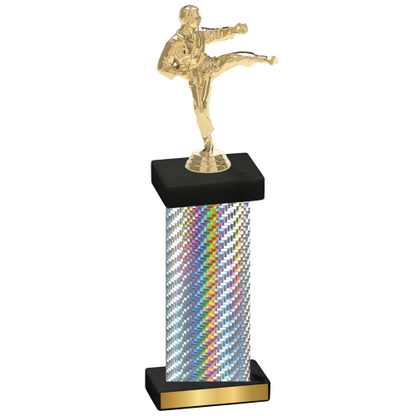 Single Silver Carbon Fiber Karate Trophy