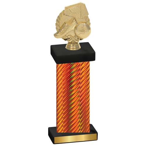 Single Orange Carbon Fiber Soccer Trophy