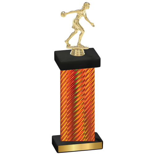 Single Orange Carbon Fiber Bowling Trophy