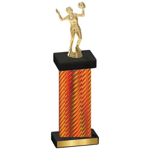 Single Orange Carbon Fiber Volleyball Trophy