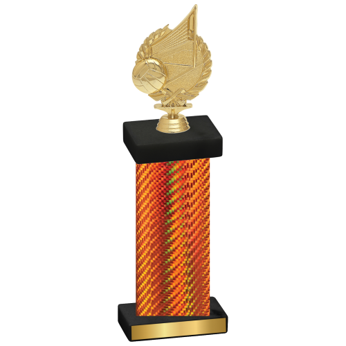 Single Orange Carbon Fiber Volleyball Trophy