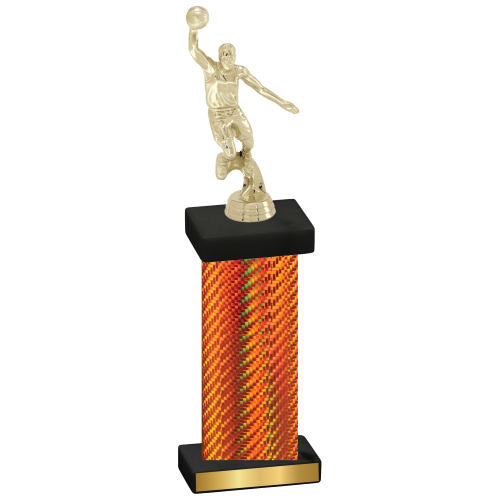 Single Orange Carbon Fiber Basketball Trophy