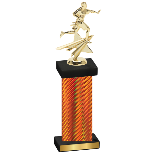 Single Orange Carbon Fiber Flag Football Trophy