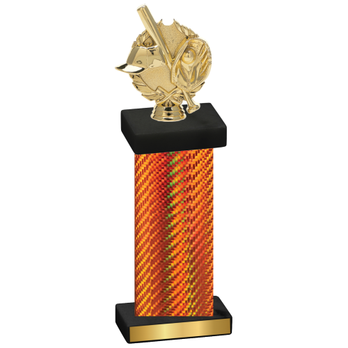 Single Orange Carbon Fiber Baseball Trophy