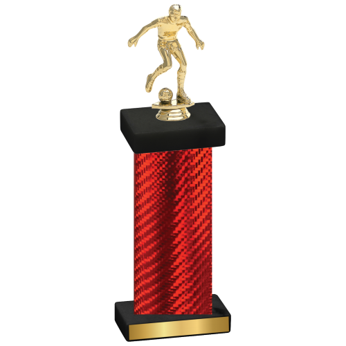 Single Red Carbon Fiber Soccer Trophy