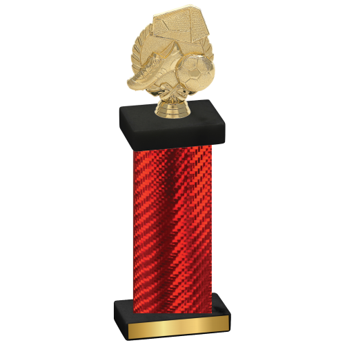 Single Red Carbon Fiber Soccer Trophy