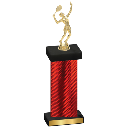 Single Red Carbon Fiber Tennis Trophy