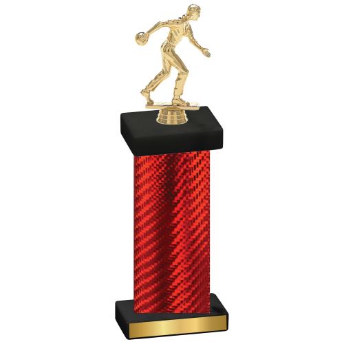 Single Red Carbon Fiber Bowling Trophy