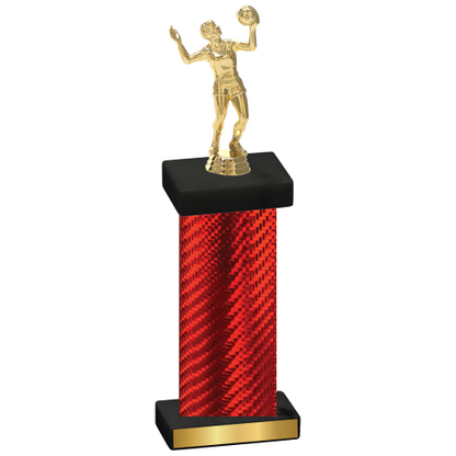 Single Red Carbon Fiber Volleyball Trophy