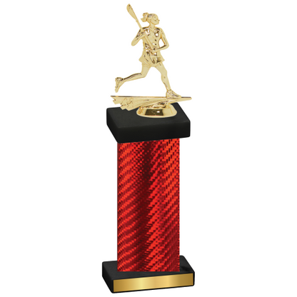 Single Red Carbon Fiber Lacrosse Trophy