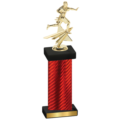 Single Red Carbon Fiber Flag Football Trophy