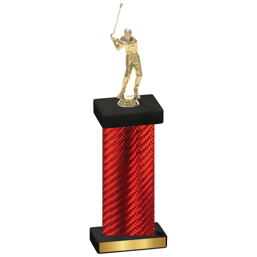 Single Red Carbon Fiber Golf Trophy