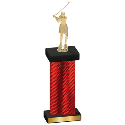 Single Red Carbon Fiber Golf Trophy