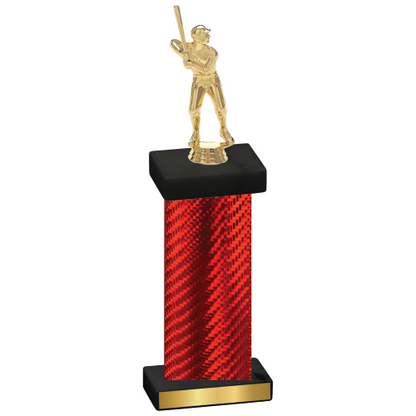 Single Red Carbon Fiber Baseball Trophy