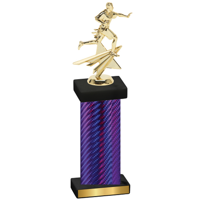 Single Purple Carbon Fiber Flag Football Trophy