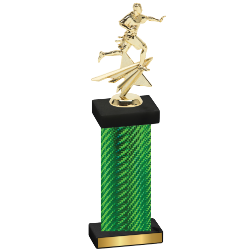 Single Green Carbon Fiber Flag Football Trophy