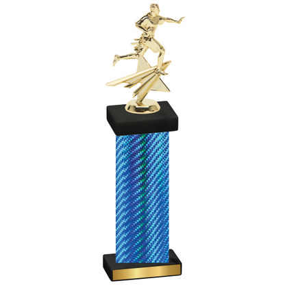 Single Blue Carbon Fiber Flag Football Trophy