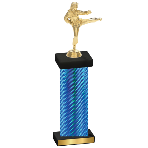 Single Blue Carbon Fiber Karate Trophy