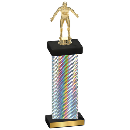 Single Silver Carbon Fiber Wrestling Trophy