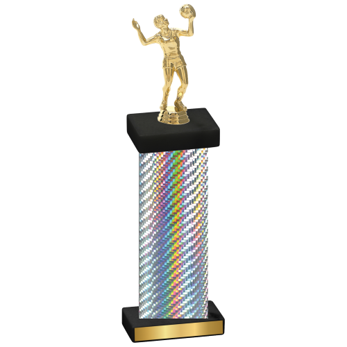 Single Silver Carbon Fiber Volleyball Trophy