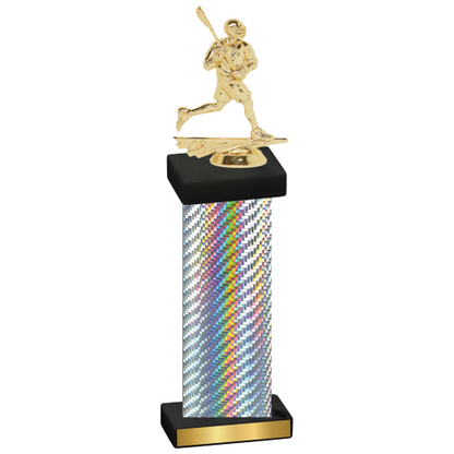 Single Silver Carbon Fiber Lacrosse Trophy