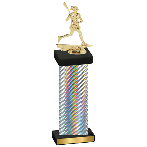 Single Silver Carbon Fiber Lacrosse Trophy