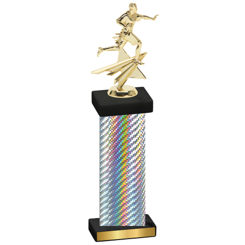 Single Silver Carbon Fiber Flag Football Trophy