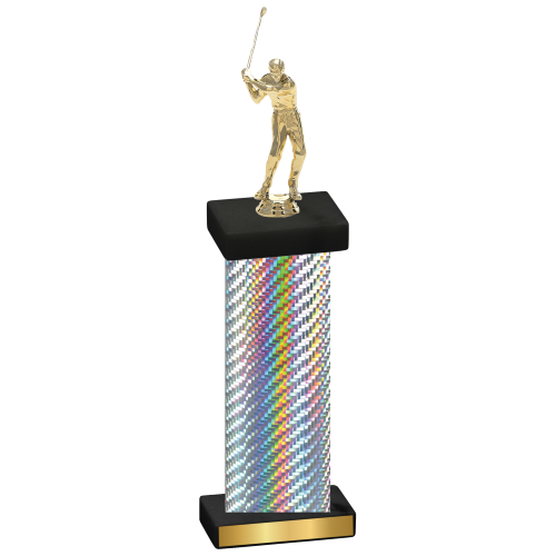 Single Silver Carbon Fiber Golf Trophy