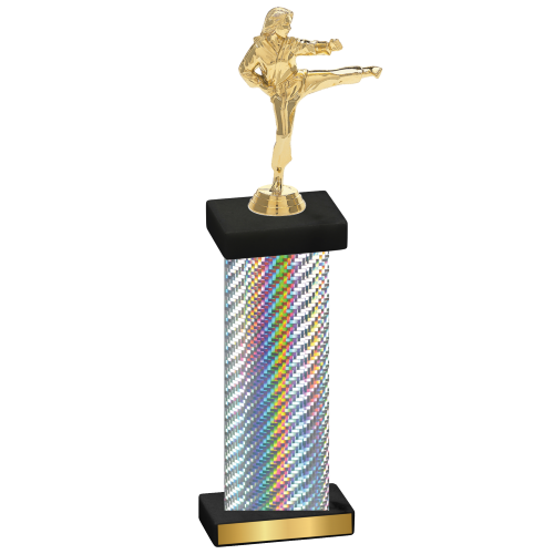 Single Silver Carbon Fiber Karate Trophy